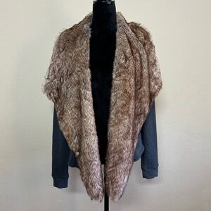 Hollister top women M/L faux fur lined long sleeve open front sweater grey